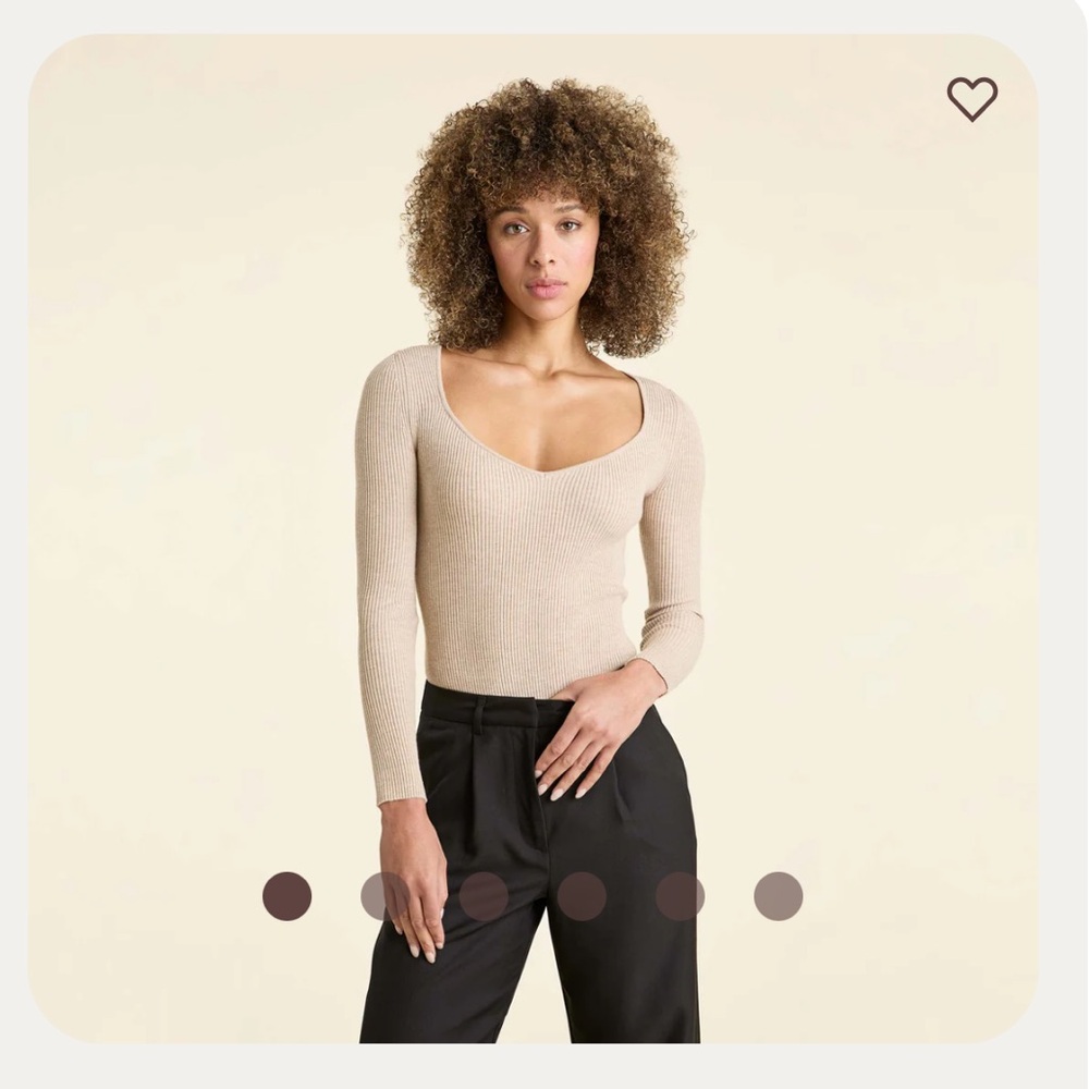 Nuuds Sweetheart Sweater Bodysuit in heather oat XS